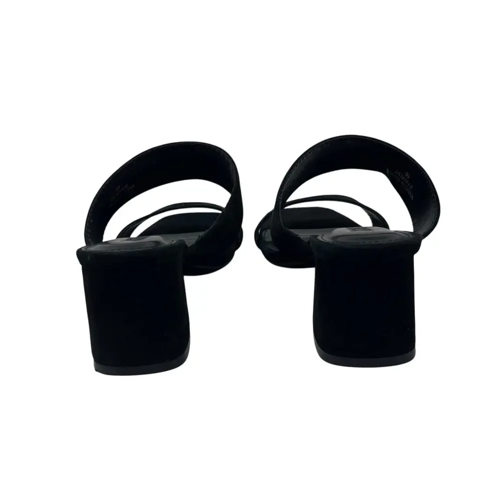 Jason Wu Jammie Black Suede Double Strap Block Heeled Sandals - Size 9.5